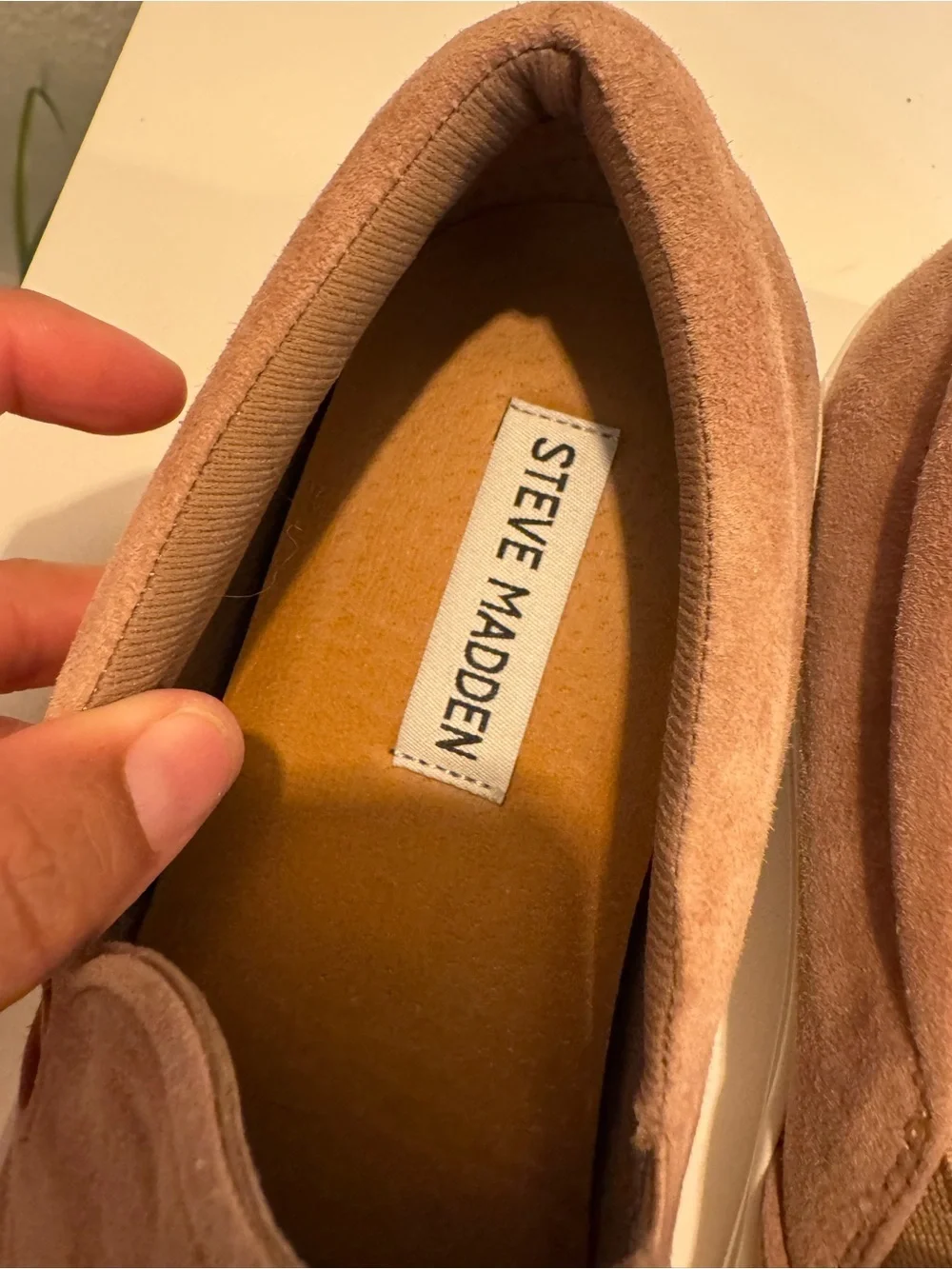 Steve Madden Men's Slip-On Suede Loafers in Taupe and White